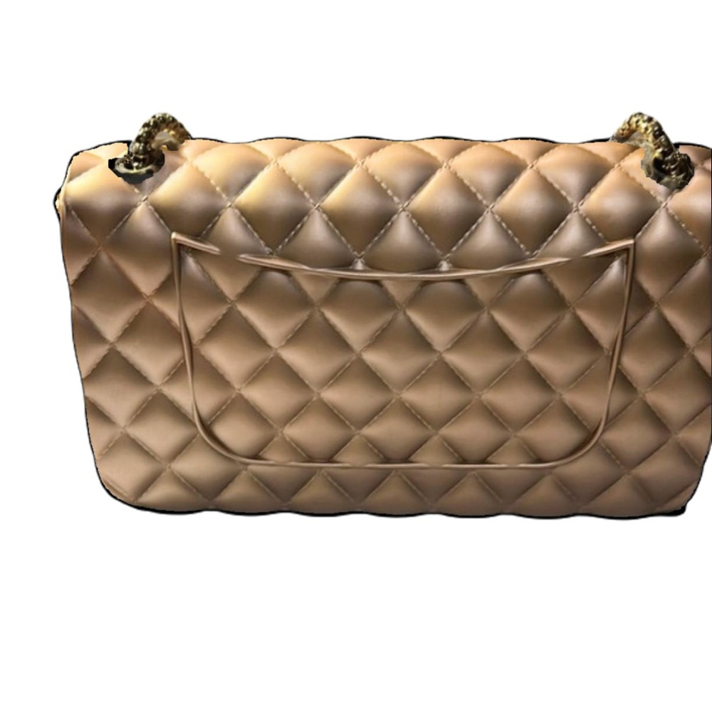 NWOT Elegant Alfa Gold Quilted Shoulder Bag - Picture 2 of 3